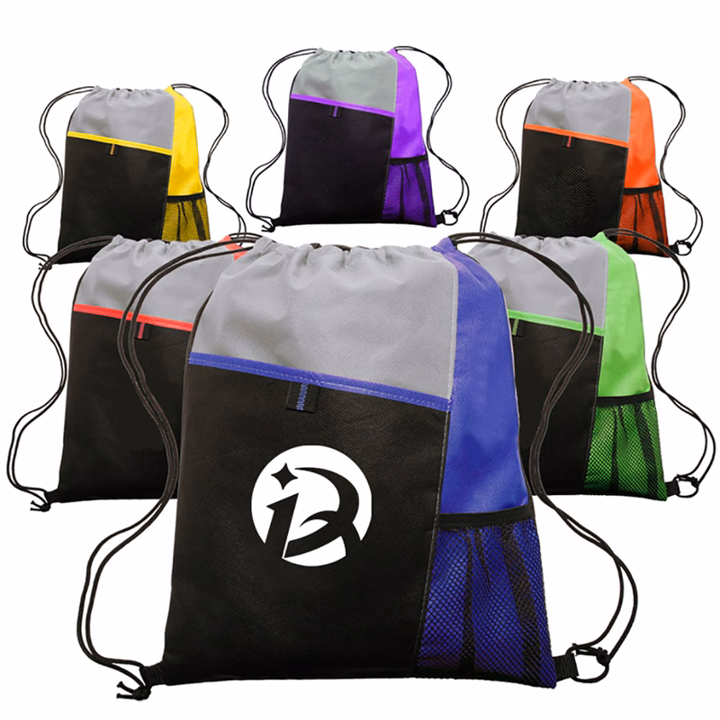 Slant Pocket Drawstring Sports Backpack