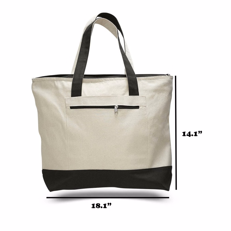 Zippered Cotton Boat Tote