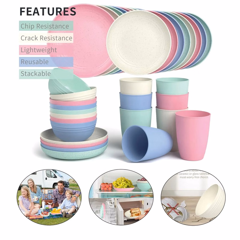 Wheat Straw Dinnerware Sets for 3