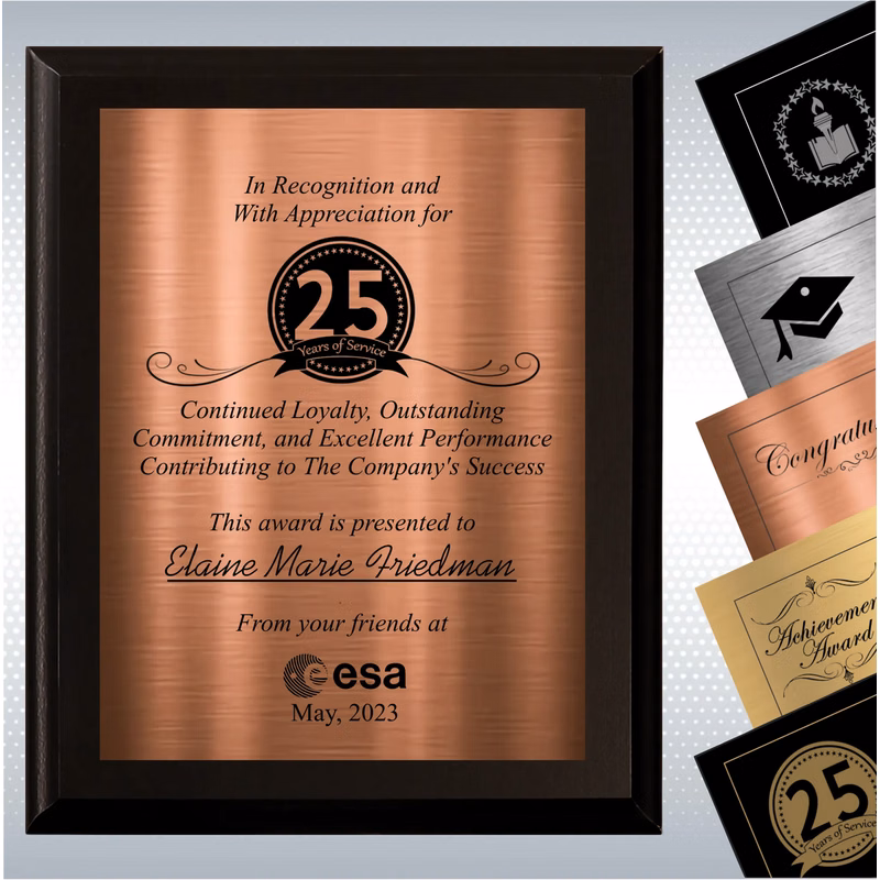 Black Matte Personalized Years of Service Gift Award Plaque