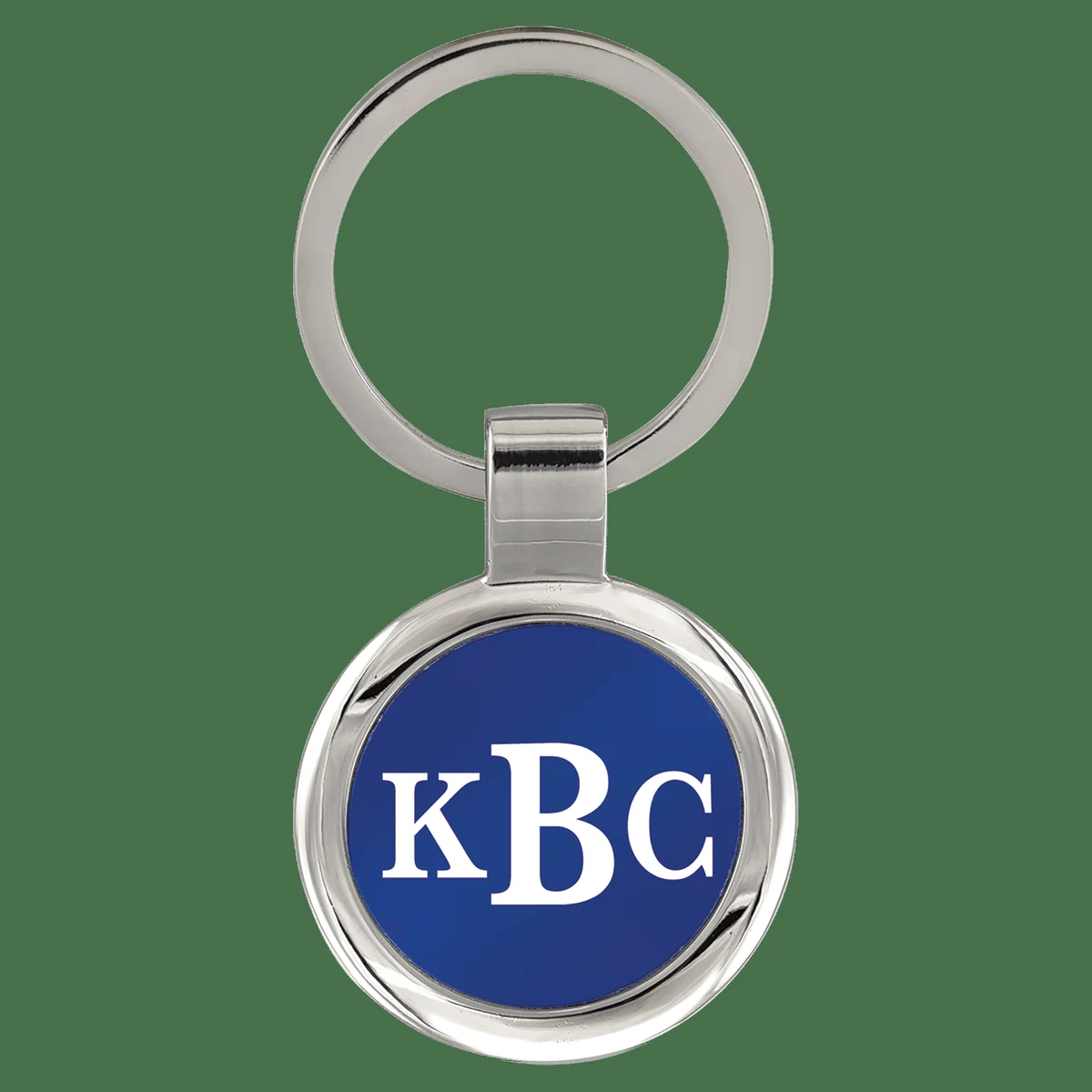 3" Silver/Blue Round Keychain 1