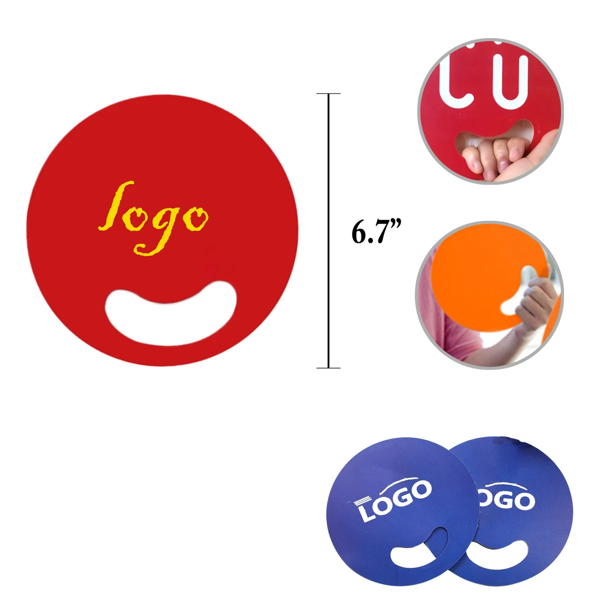 MOQ100 PP Plastic Circle Hand Fan Without Handles 1