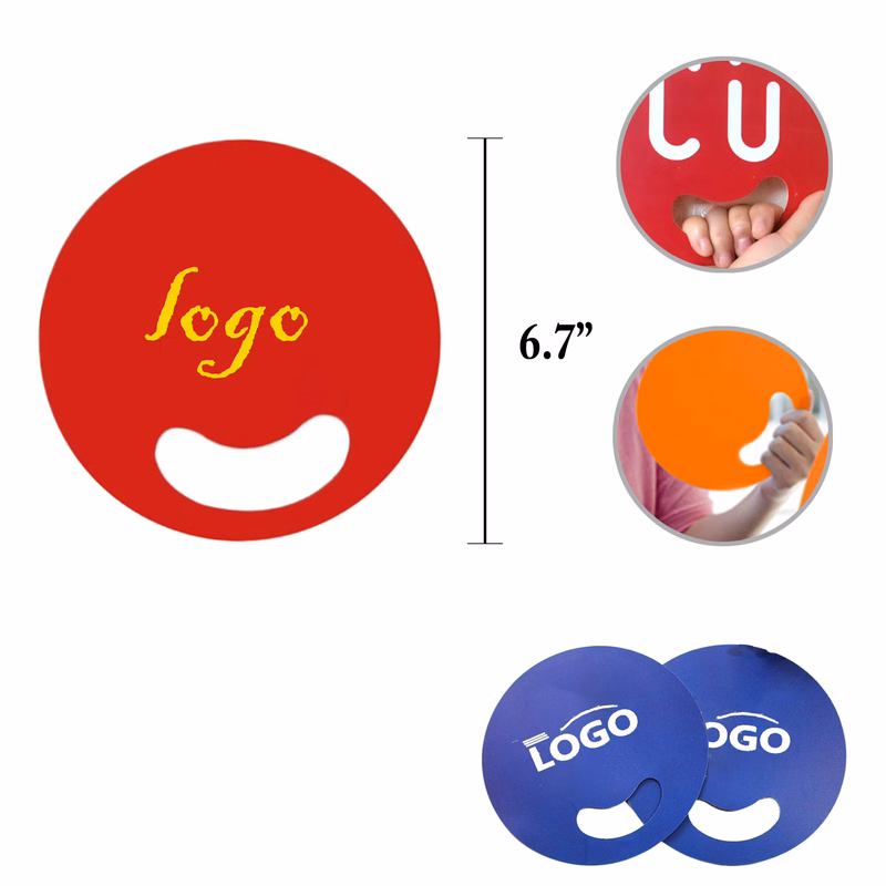 MOQ100 PP Plastic Circle Hand Fan Without Handles