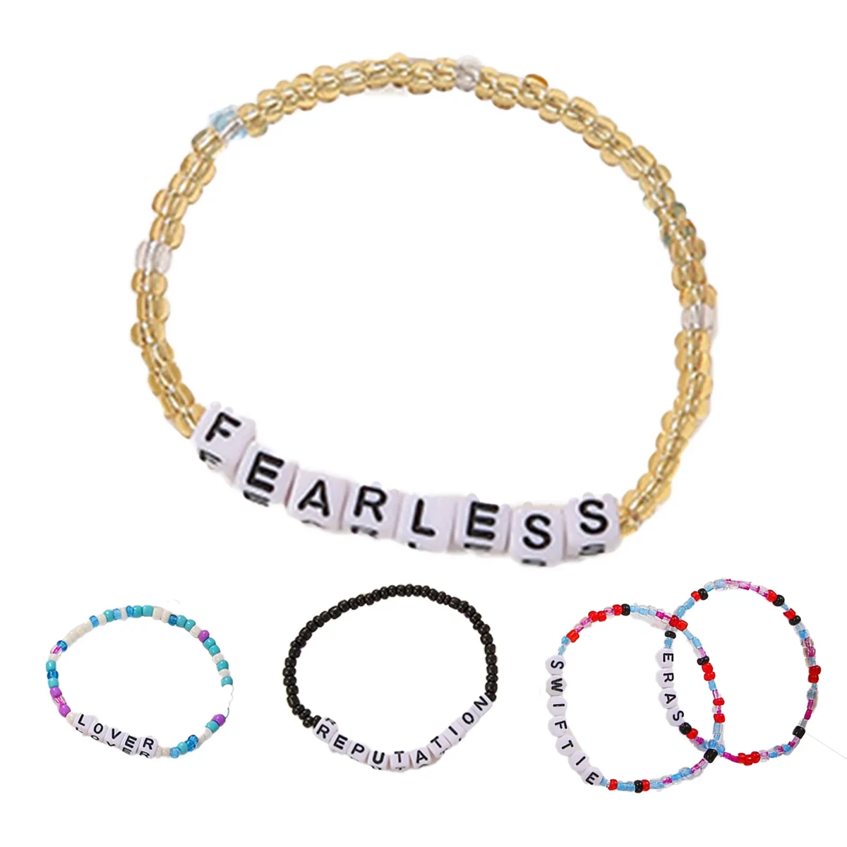 Colorful Alphabet Beaded Elastic Bracelets 1