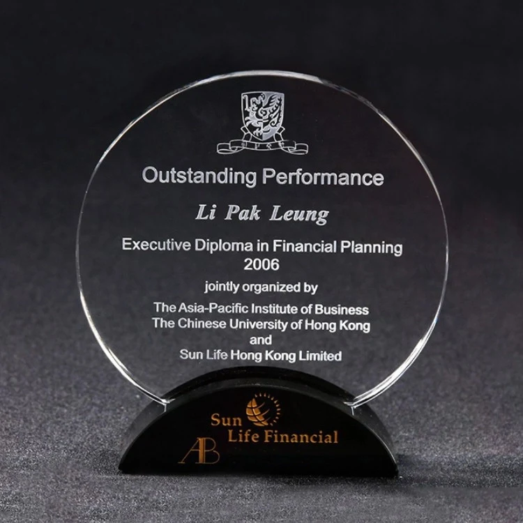 Crystal Round Award on Black Base 1