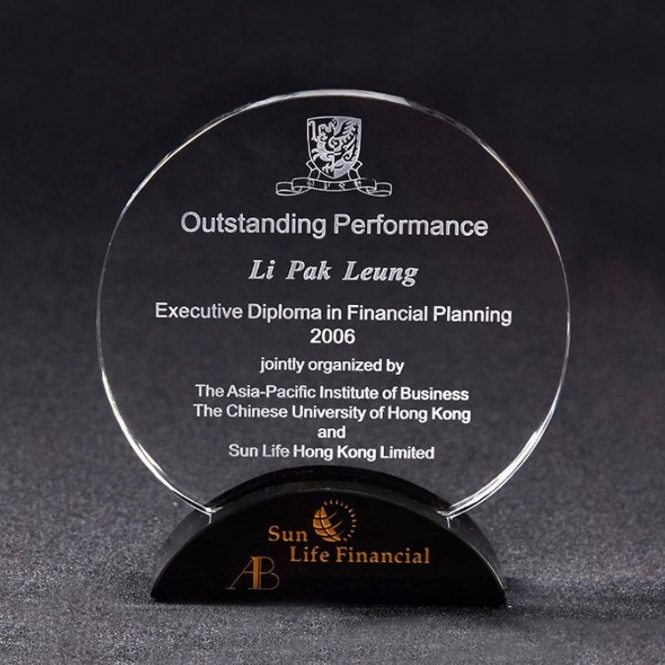 Crystal Round Award on Black Base