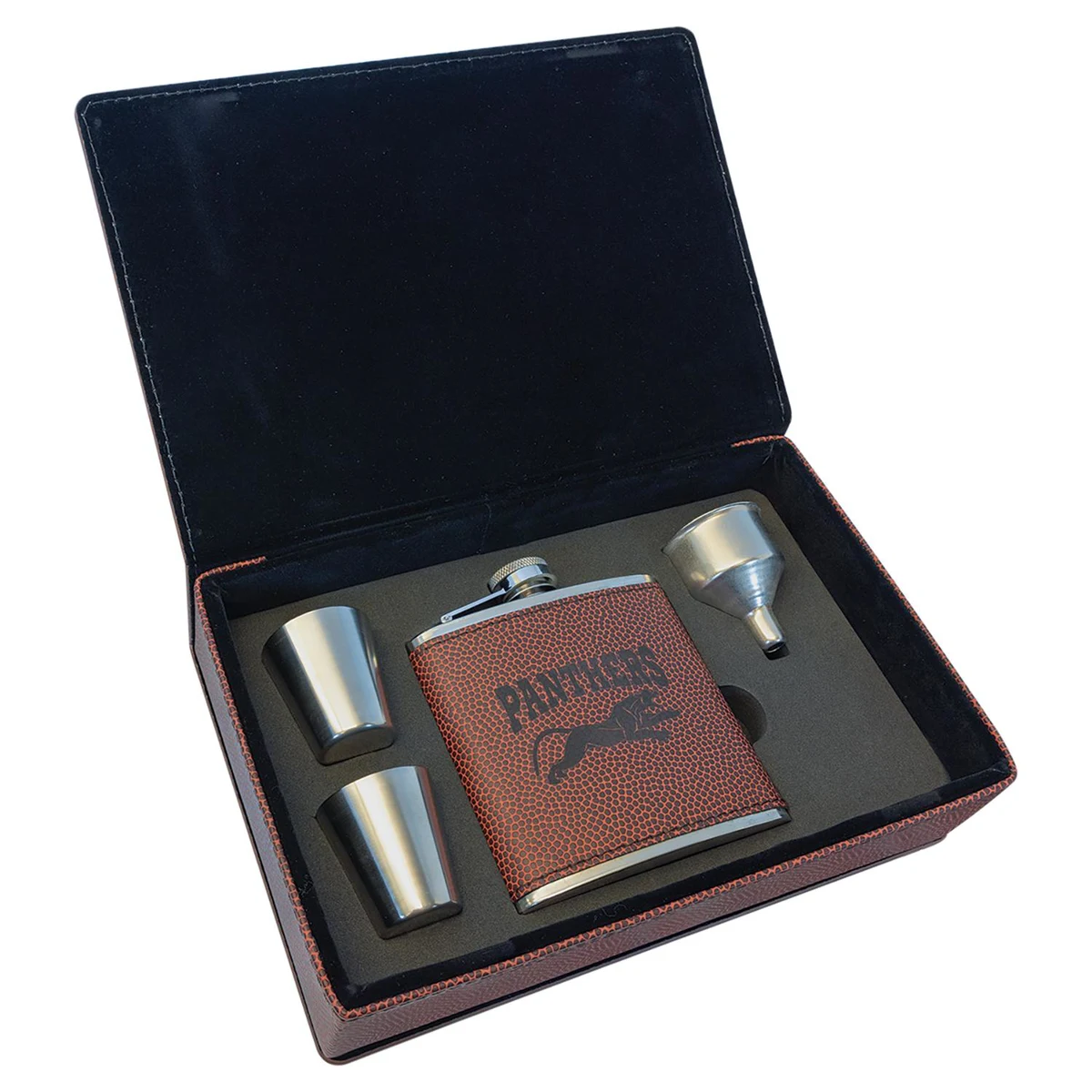 6 oz. Laserable Leatherette Flask Gift Set 1