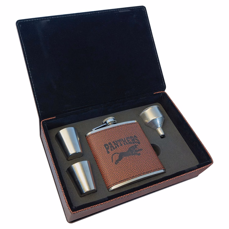 6 oz.  Laserable Leatherette Flask Gift Set