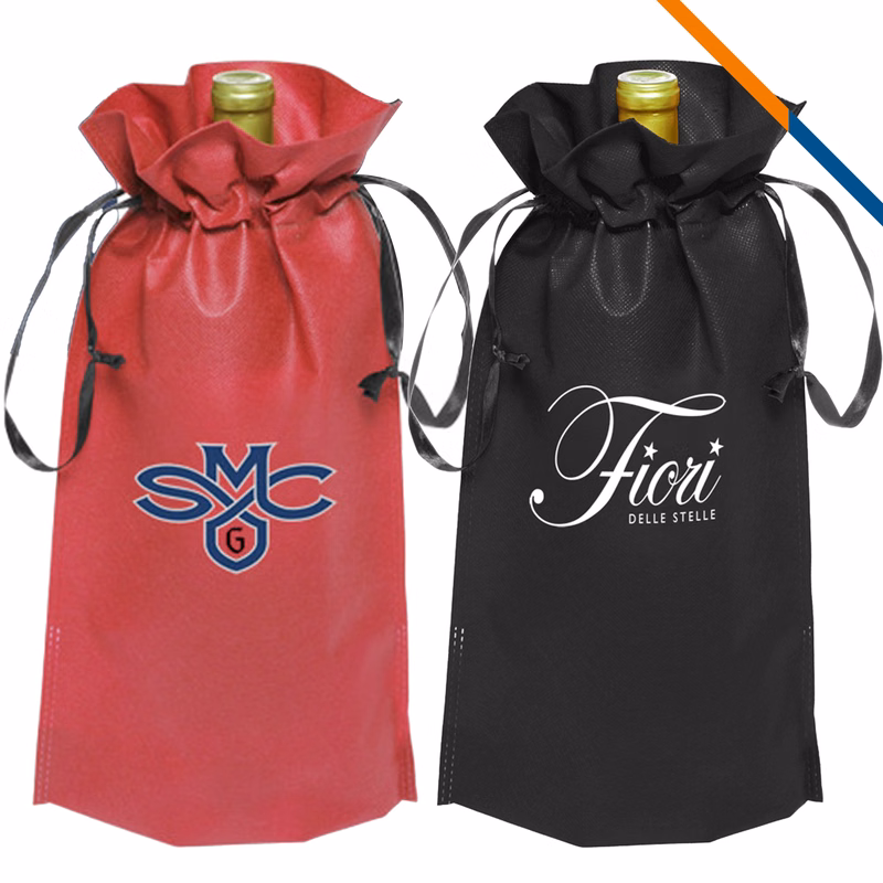 Plin Wine Bottle Drawstring Bag