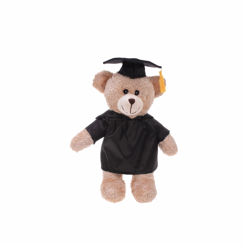 Soft Plush Tan Bear with Graduation Cap and Gown