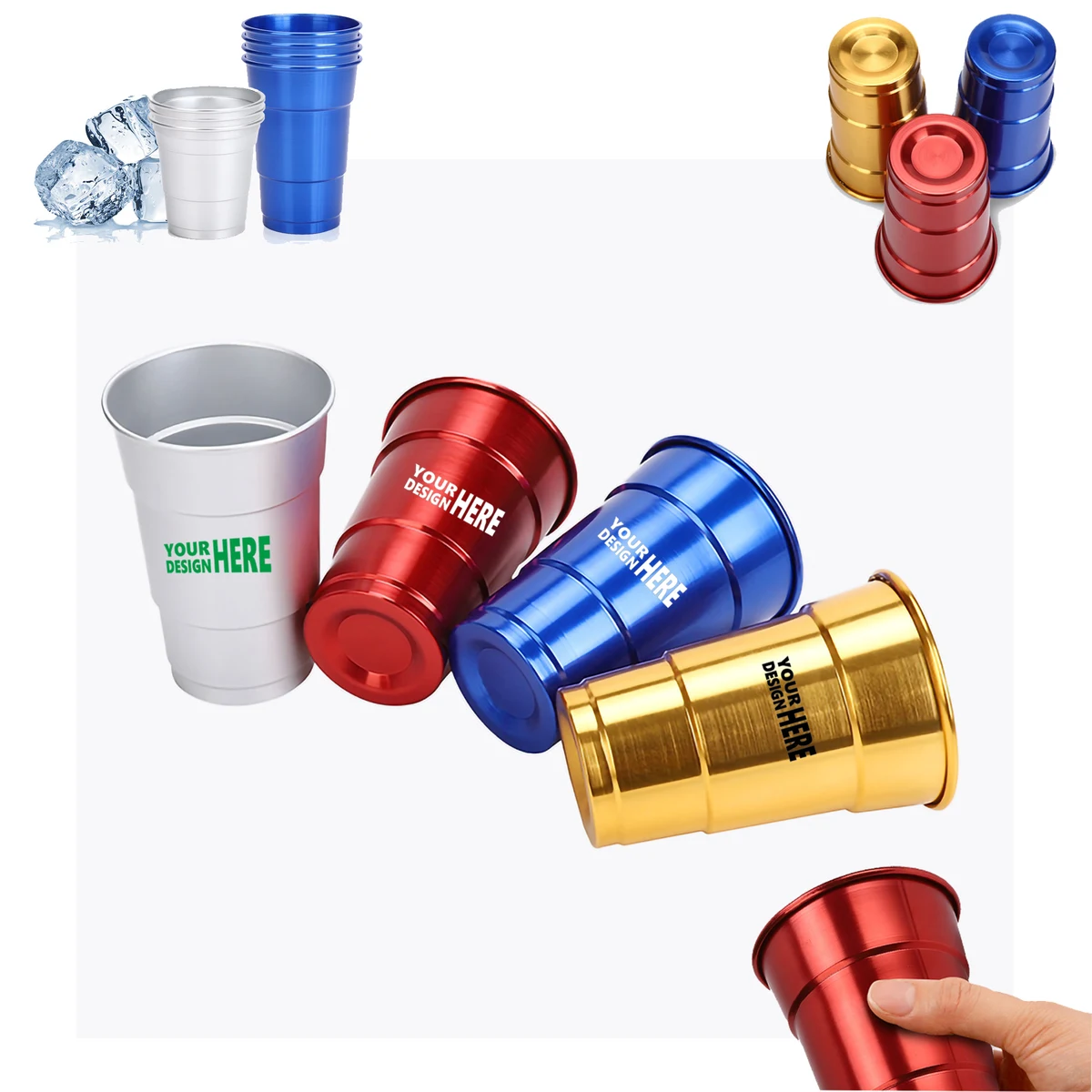 MOQ50 16oz Custom Reusable Stadium Party Beer Aluminum Cup 1