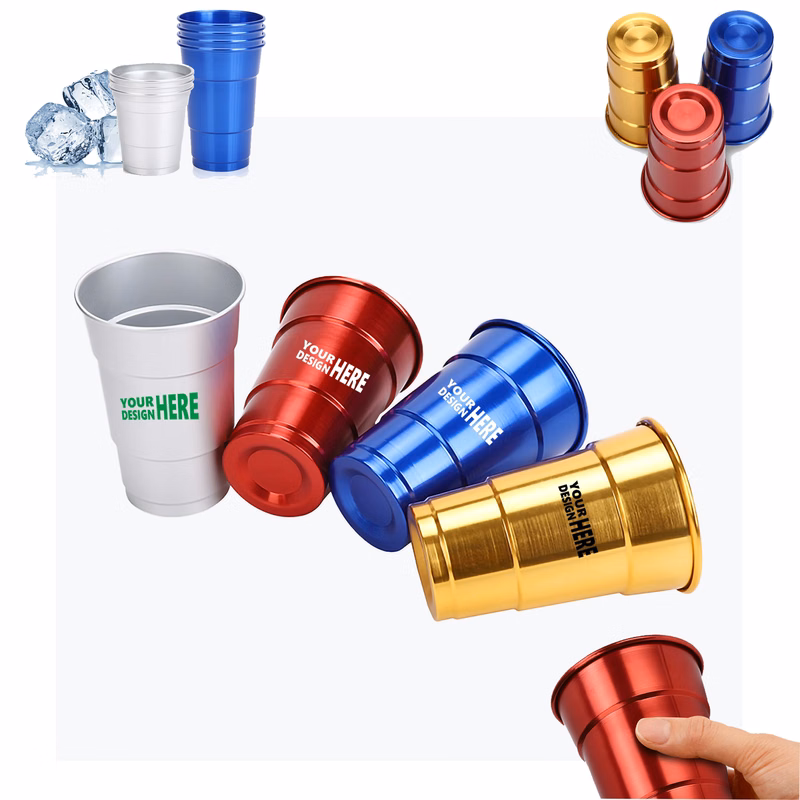 MOQ50 16oz Custom Reusable Stadium Party Beer Aluminum Cup