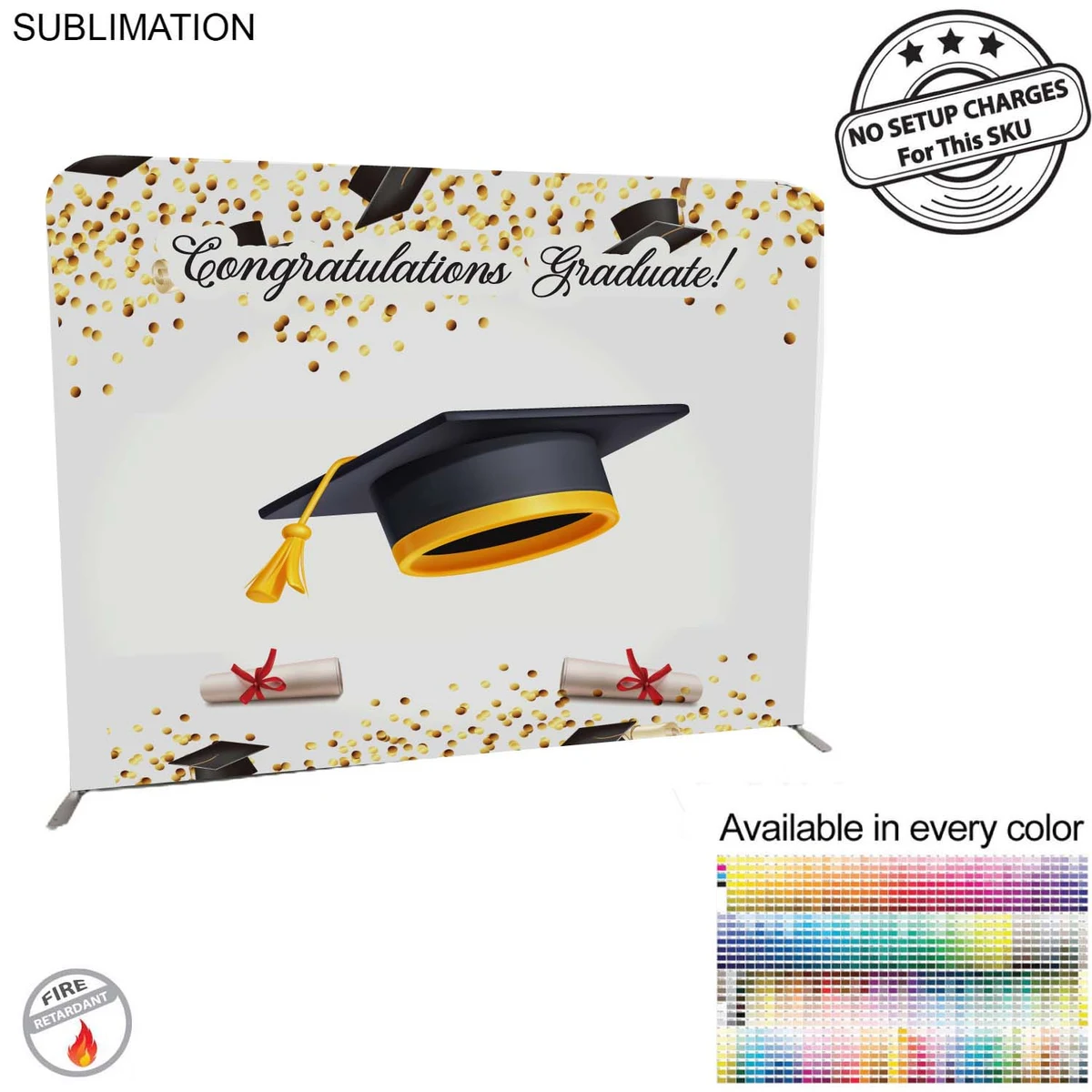 Graduation 8'W x 8'H EuroFit Tension Fabric Straight Wall Display Kit, Double Sided Graphics 1