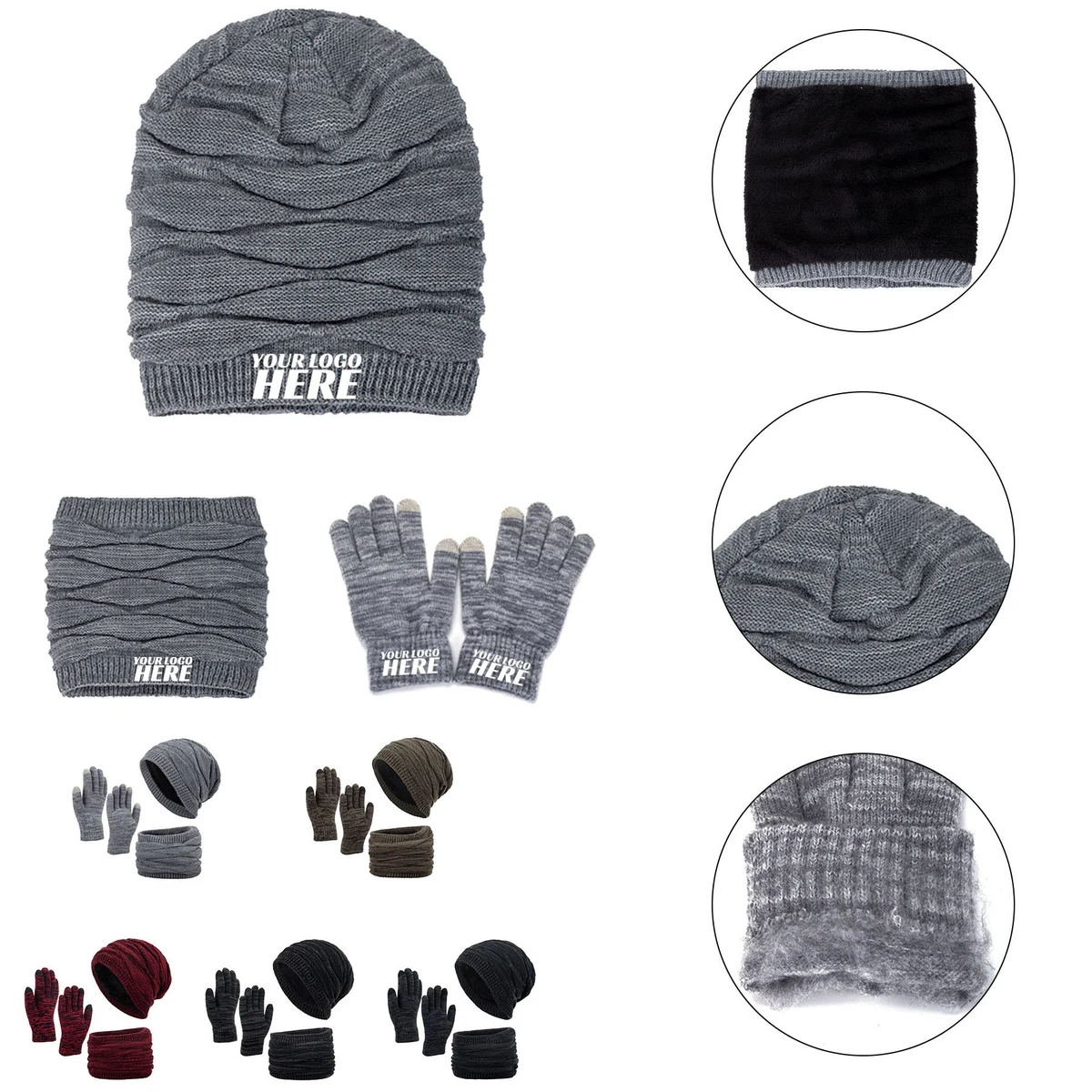 Unisex Touch Screen Gloves Scarf Mask Warm Set 1