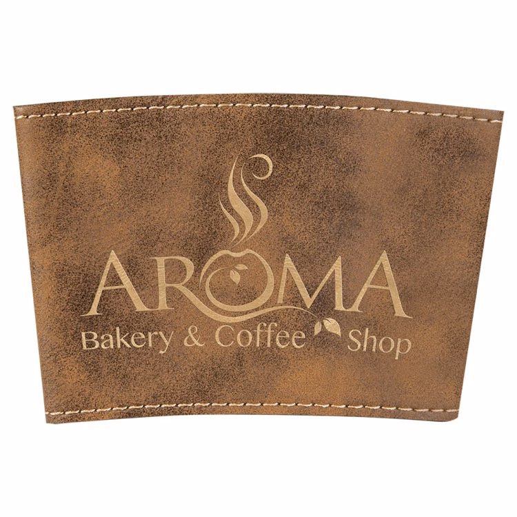 3" Rustic/Gold Leatherette Mug Sleeve