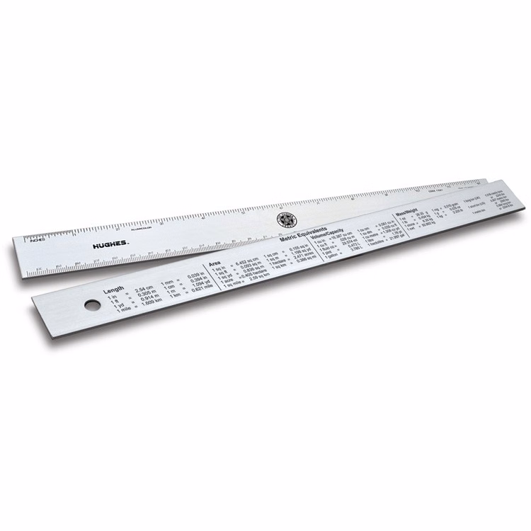 12" Ruler with Metric Conversions Table on back