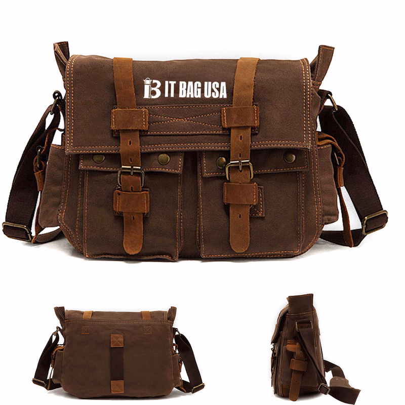 Leather Canvas Shoulder Bag