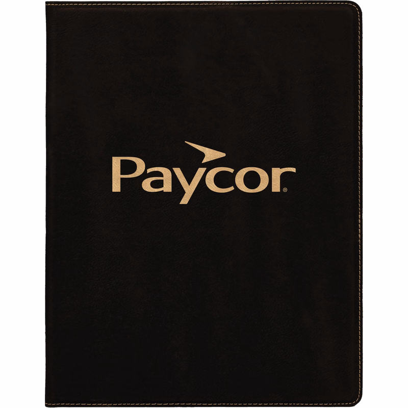 9" x 12" Leatherette Black/Gold Portfolio