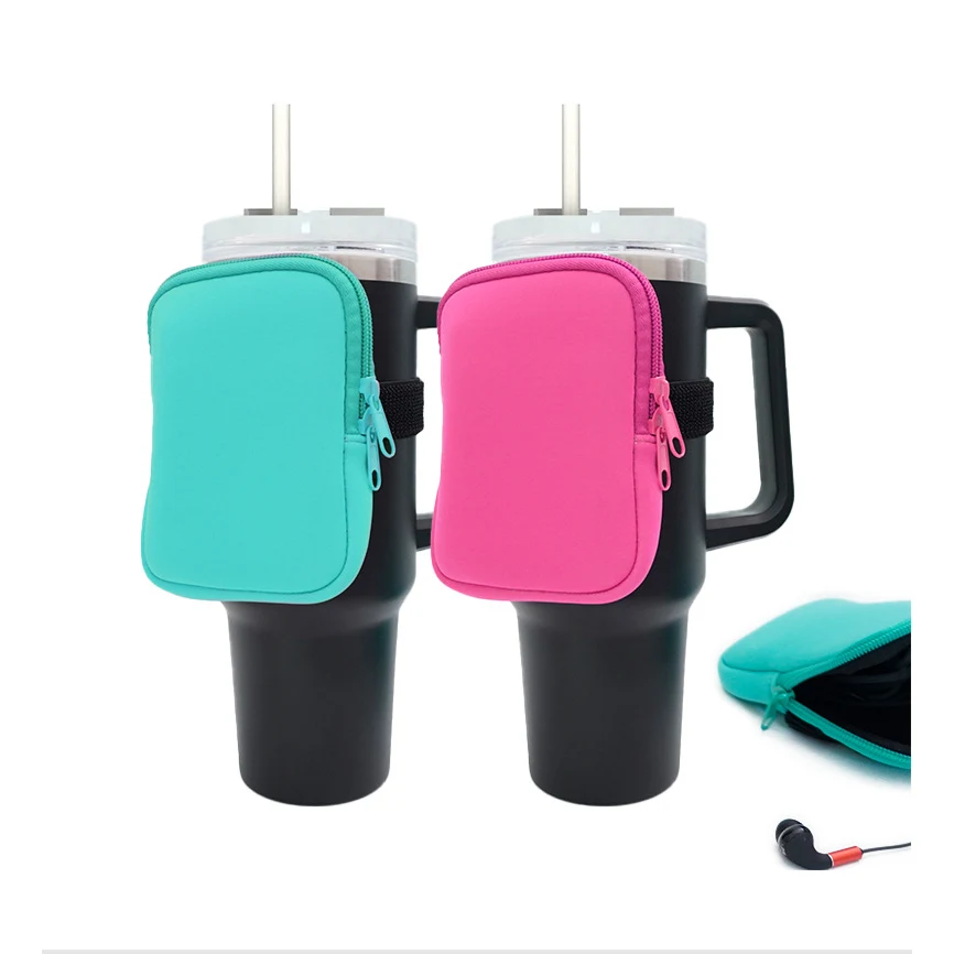 Neoprene 40 oz Bottle Holder Coin Purse, custom koozie with logo imprint 1