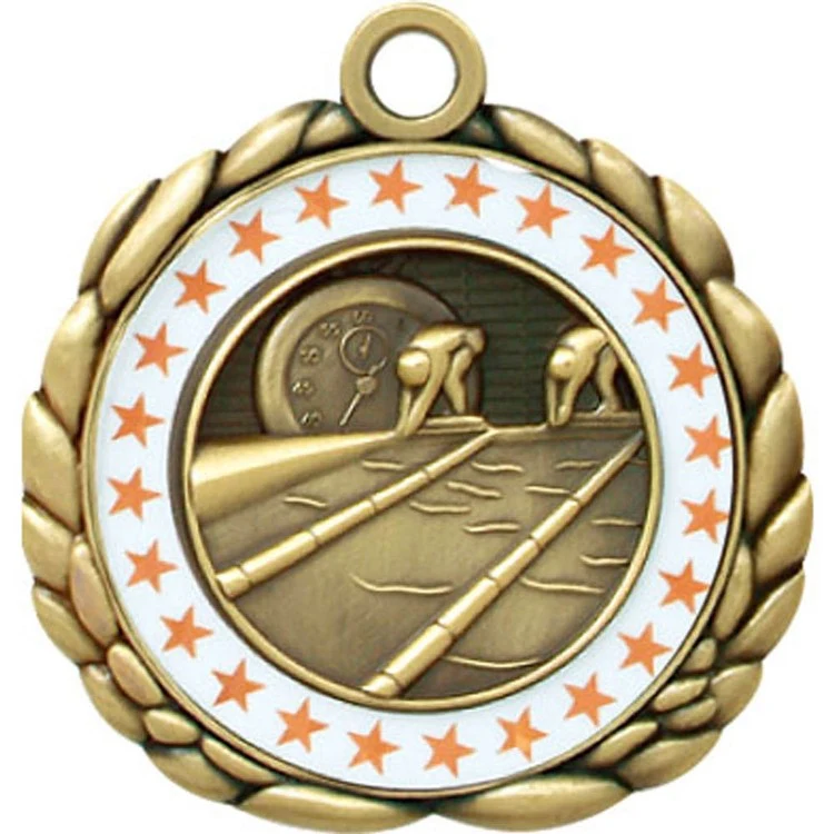 Swimming Antique Gold QCM Medallion (2-1/2") 1