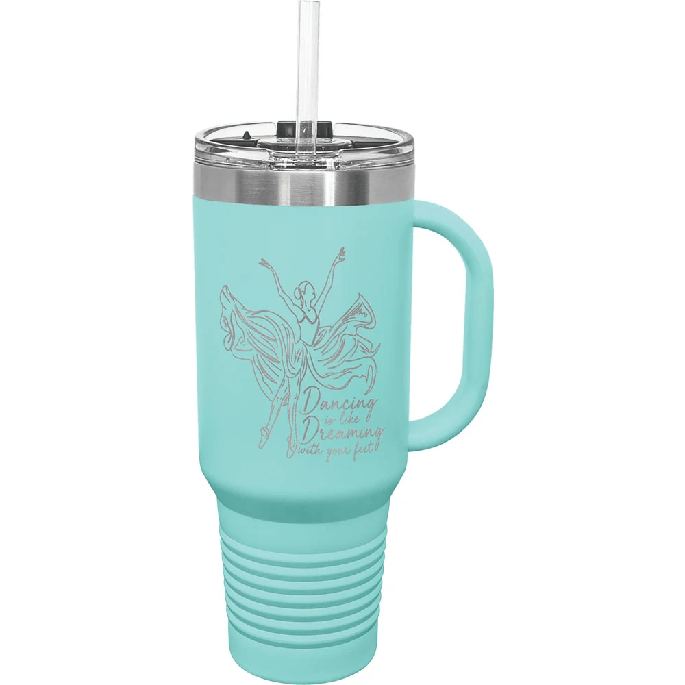 40 Oz. Teal Tumbler Mug w/Handle and Snap Lid 1