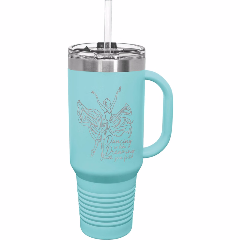 40 Oz. Teal Tumbler Mug w/Handle and Snap Lid