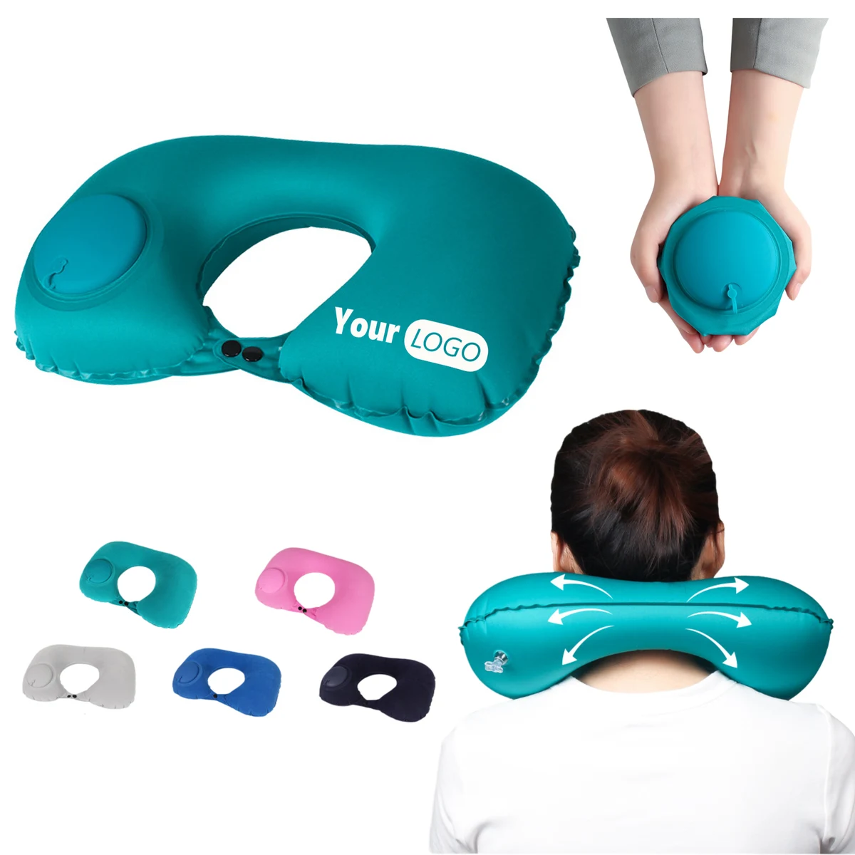 Inflatable Travel Portable U-Shaped Pillow Neck Protection 1