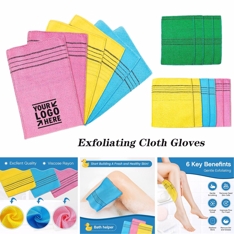 Asian Exfoliating Bath Body Scrub Mitt Italy Towel Double Sided Exfoliating Cloth Glove