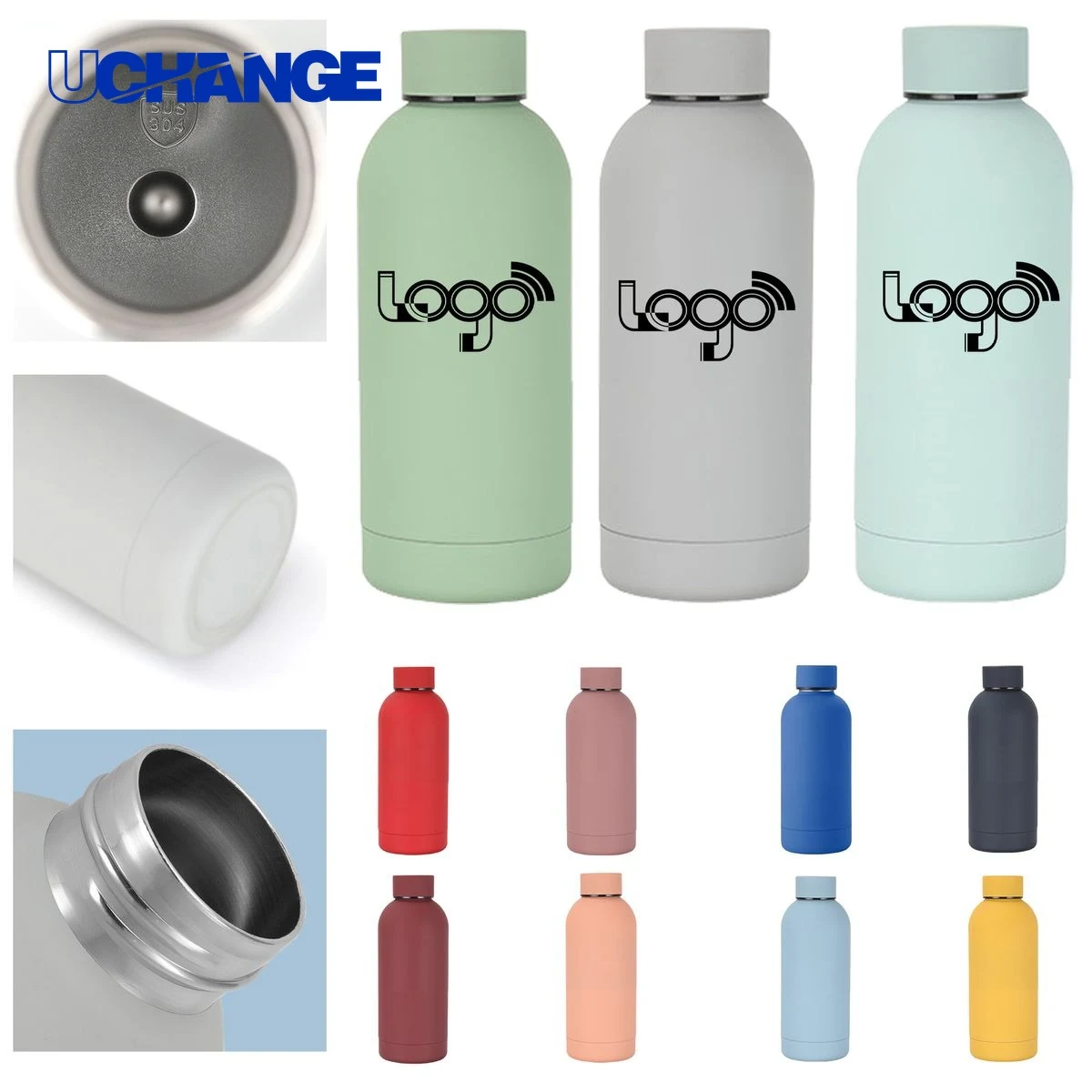 Slim Stainless Steel Insulated Water Bottle Container, custom water bottle with logo imprint 1