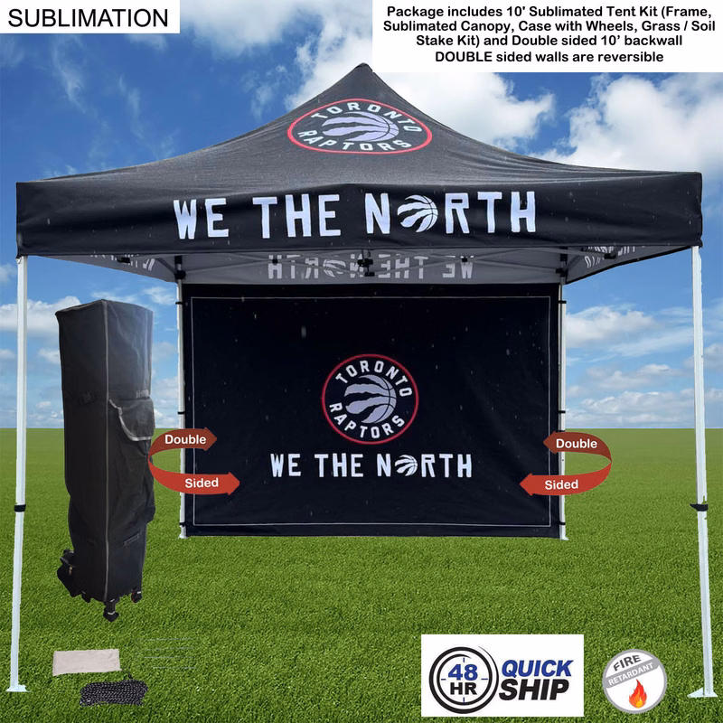48Hr Quick Ship - Tent Backwall Package 2, 10' Sublimated Tent Kit and Full DOUBLE sided backwall