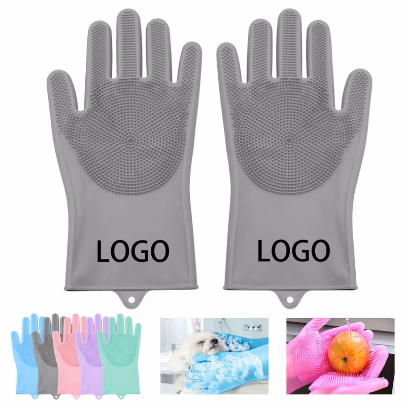 MOQ 50 Silicone Pet Bathing Gloves with Anti-Bite Protection