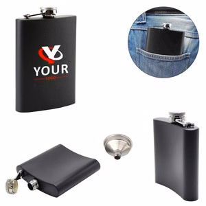 Sleek Black 8oz Stainless Steel Flask
