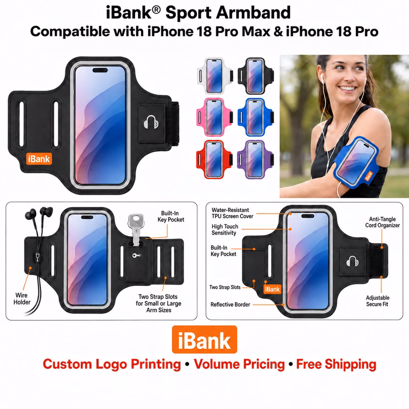 iBank ® Running Sport Armband compatible with iPhone 18/17/16/15/14 & Galaxy phones