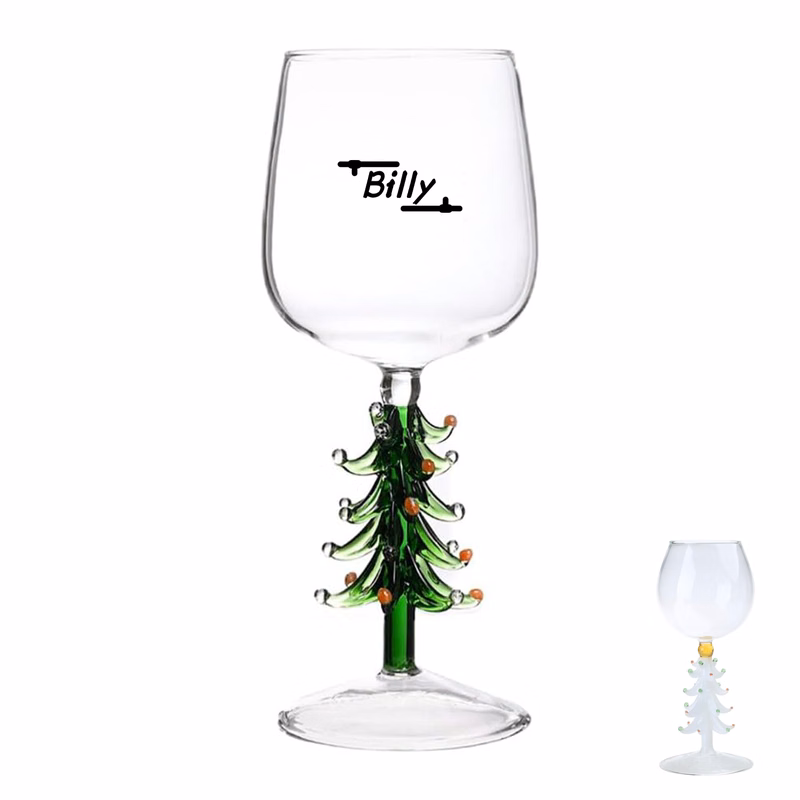 Christmas Tree Figure Inside Wine Glasses Cup