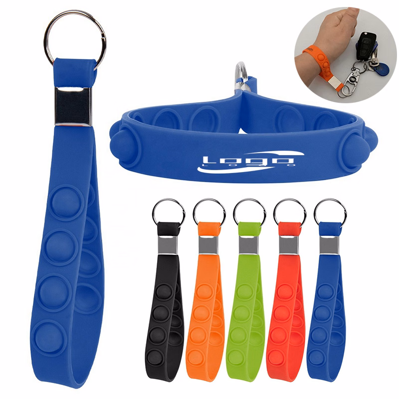 Silicone Anti Stress Push Pop Bubble Reliever Keychain