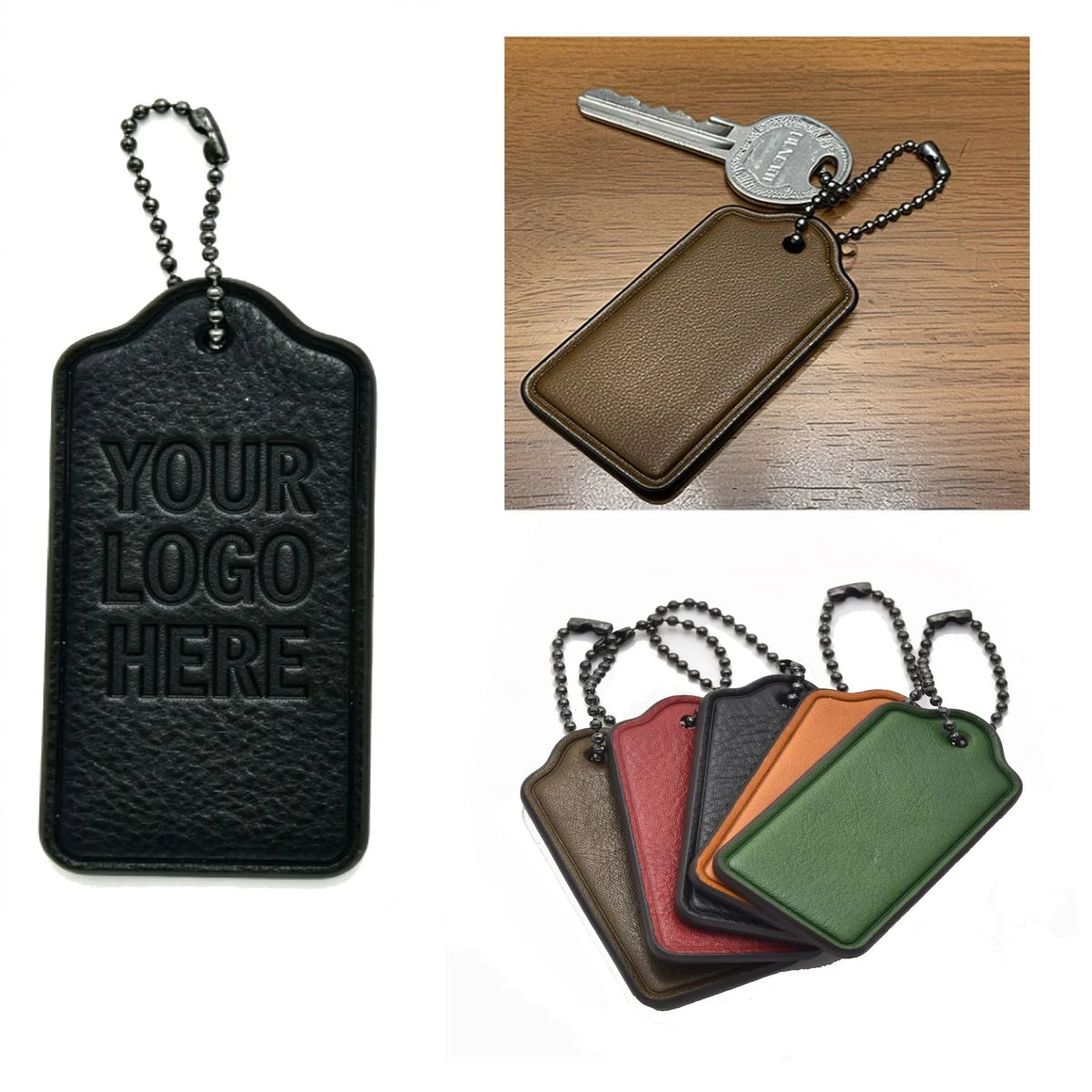 Custom Debossed Logo Leather Key Tag 1