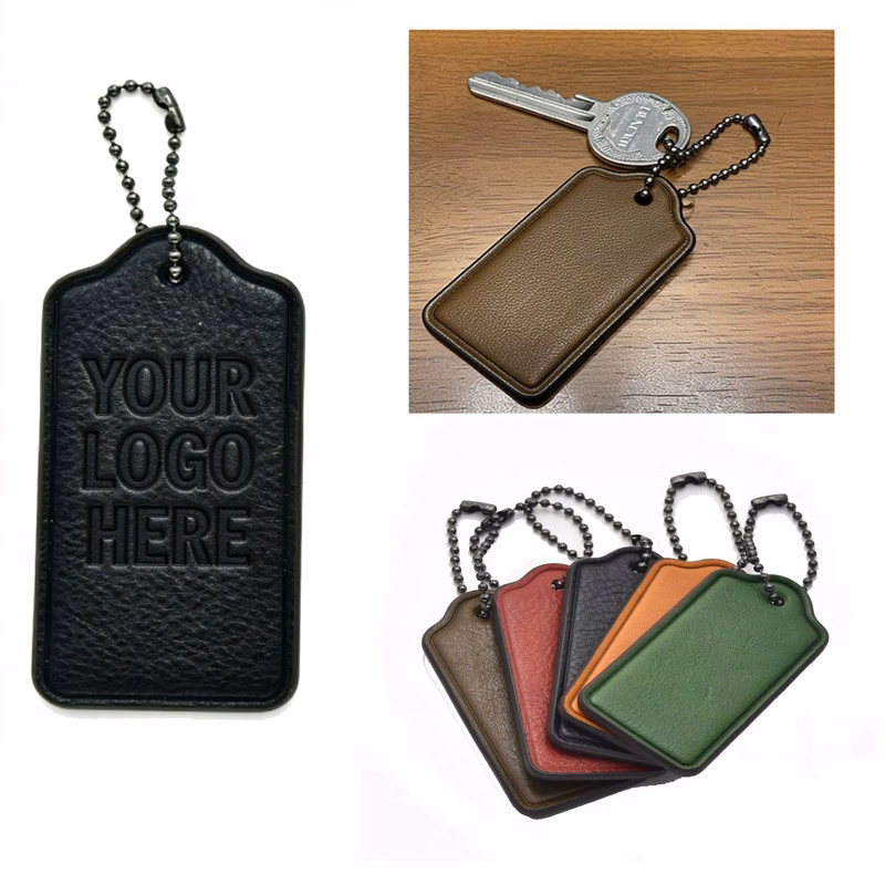 Custom Debossed Logo Leather Key Tag