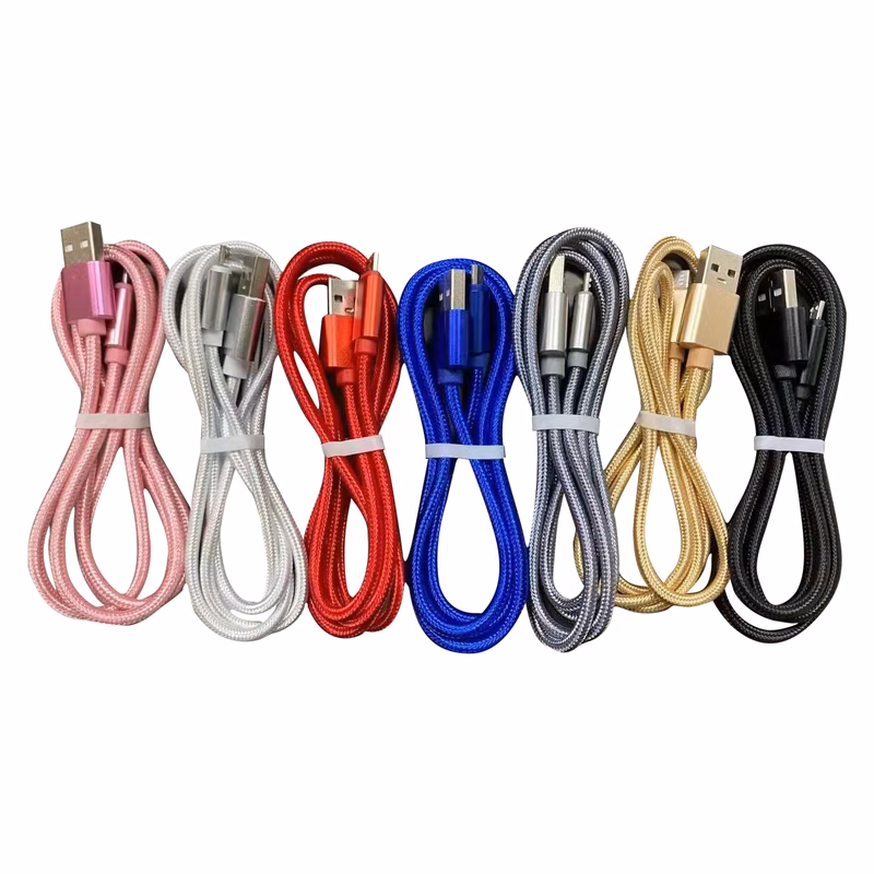 2 Meter Nylon Braided Fast Charging Cable – USB Type-C & 8-Pin Lightning Compatible