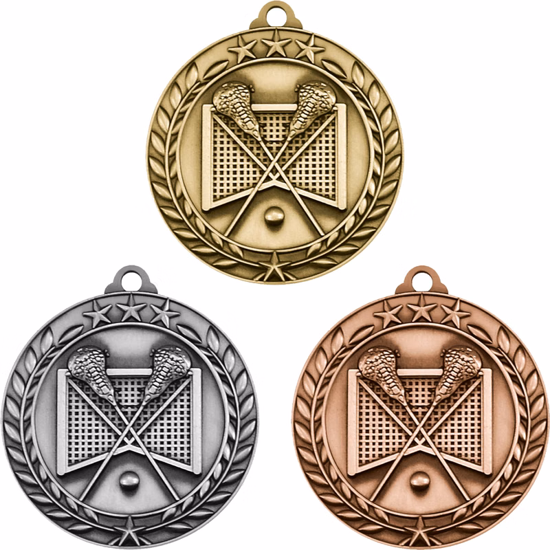 Stock Small Academic & Sports Laurel Medals: Lacrosse