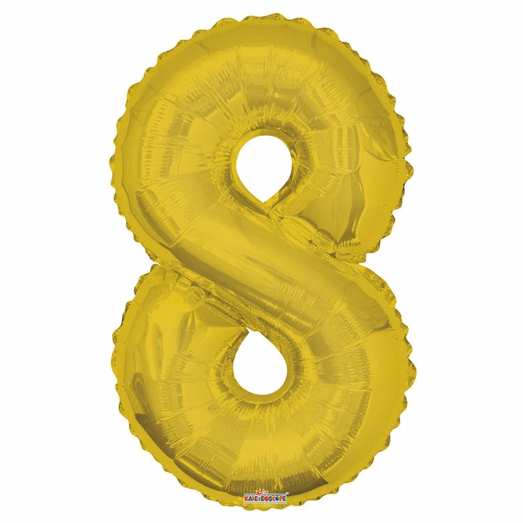 Mylar Number 8 Balloons - Gold 34"