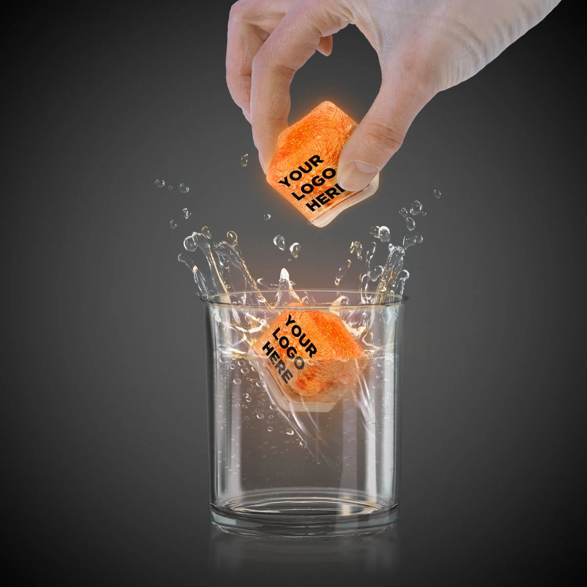 Orange Light Up Premium LitedIce Brand Ice Cube(Digi Print) 1