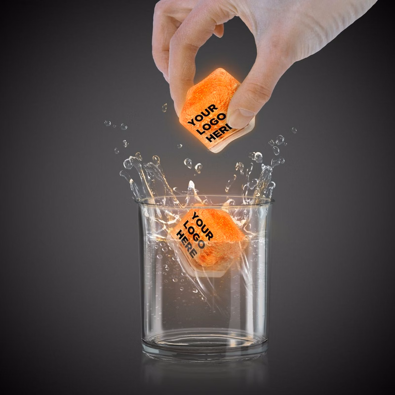 Orange Light Up Premium LitedIce Brand Ice Cube(Digi Print)