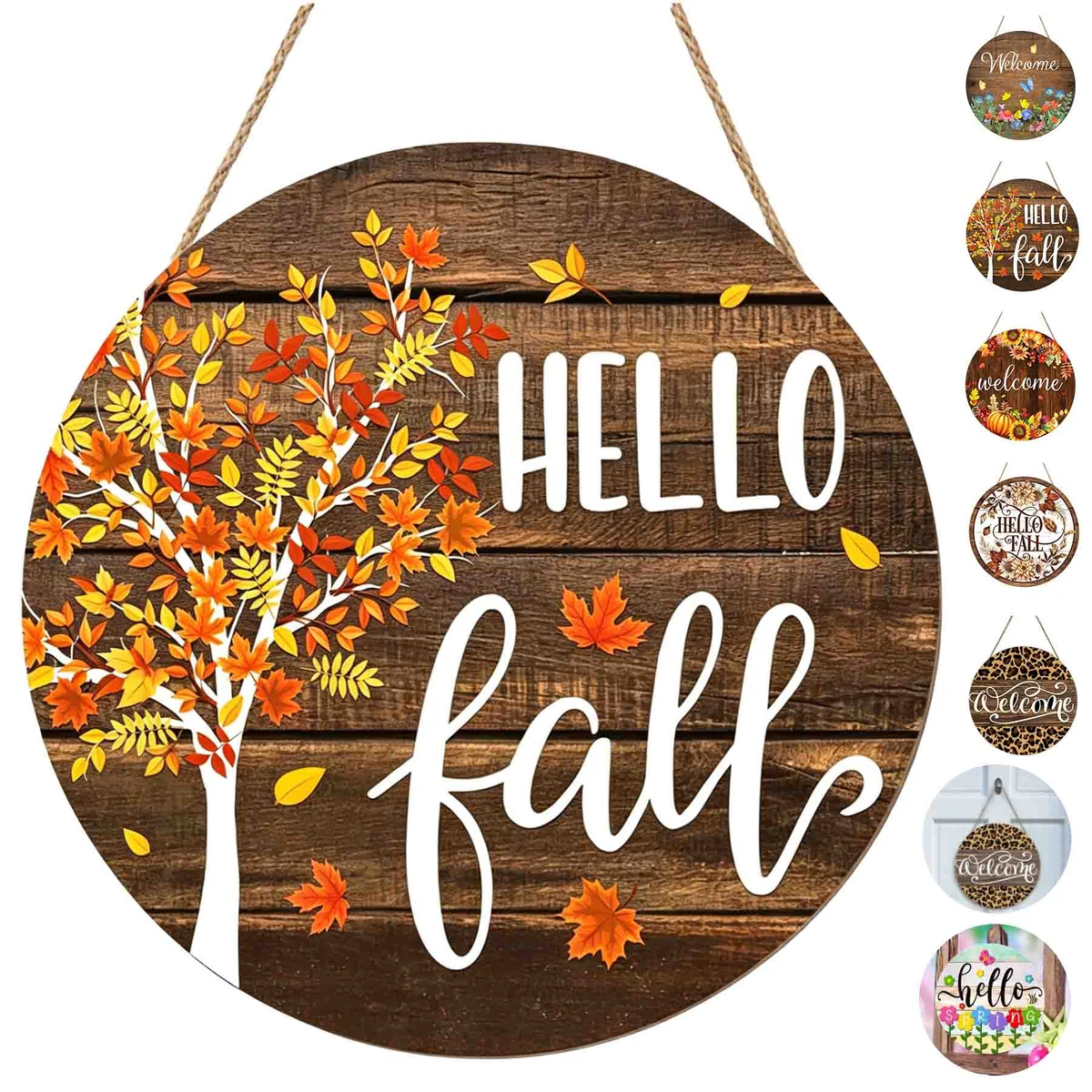 Round Wood Hanging Sign With A Rope 1