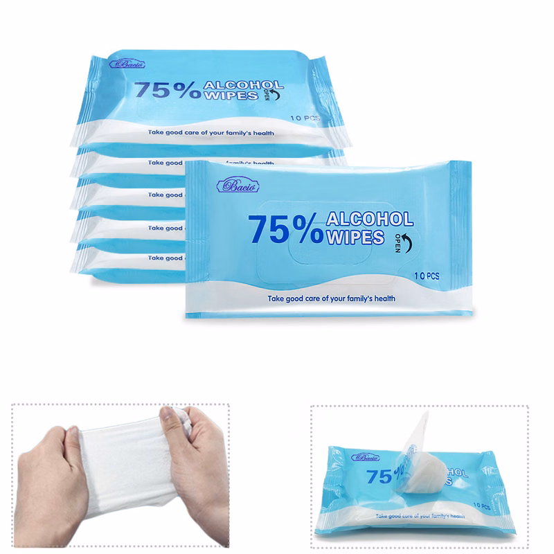 10 sheets Resealable Alcohol Sanitizer Wipes