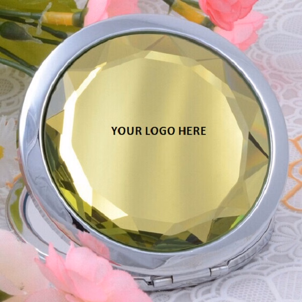 Crystal Metal Frame Pocket Mirror