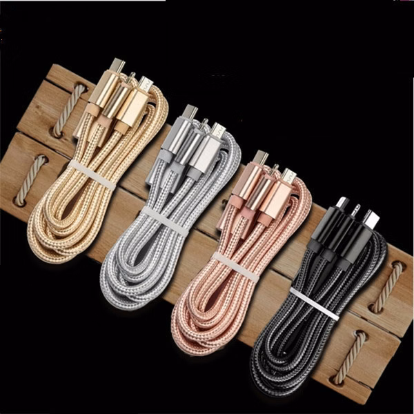 3 Foot 3-in-1 Braided Quick Charging Cable