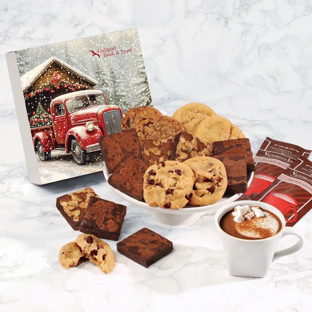 Gourmet Cookie & Brownie Gift Box with Red Truck on Bridge Sleeve 1