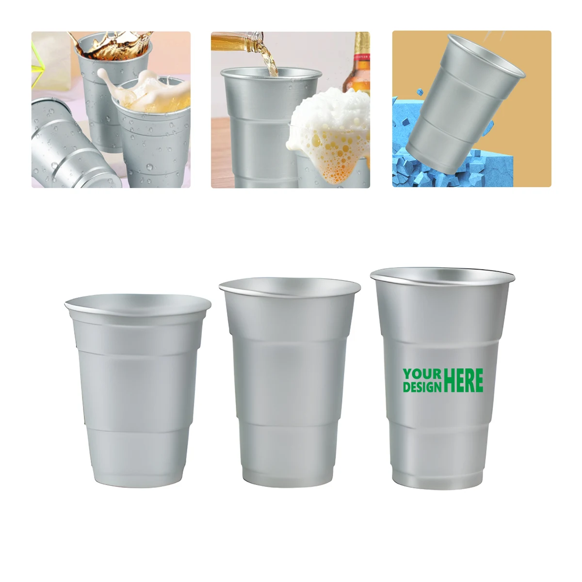 MOQ 100 Recyclable Aluminum Drink Cup for Beer and Beverages 1