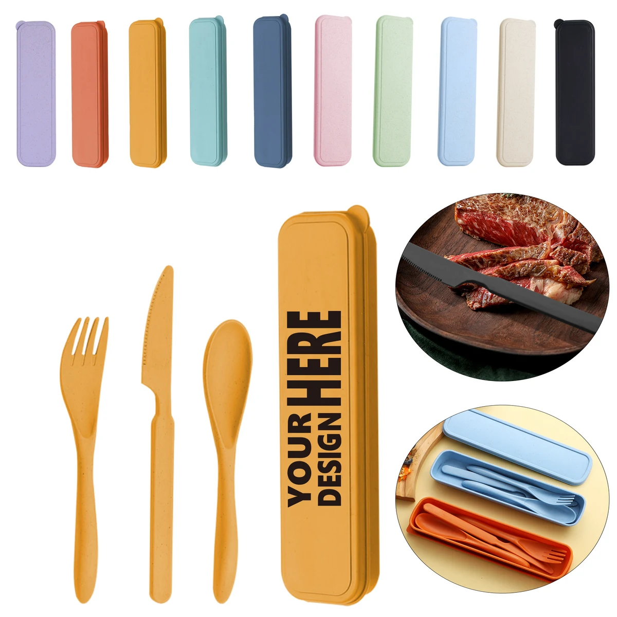 Travel-Friendly Wheat Straw Cutlery Set 1