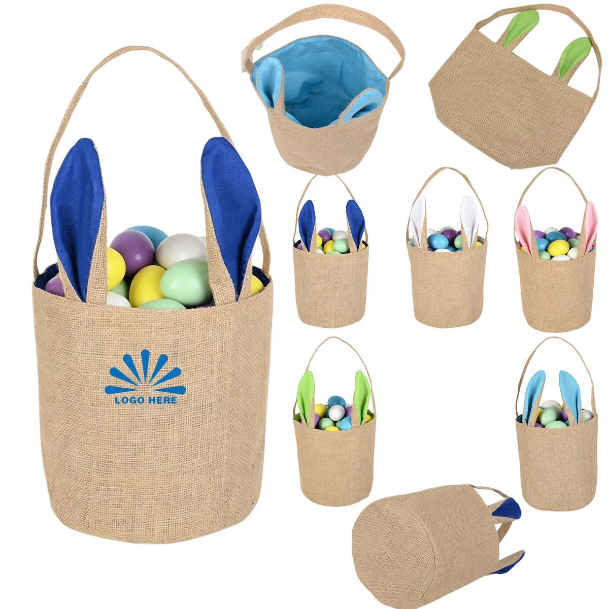 Burlap Easter Bunny Ears Tote Bag 1